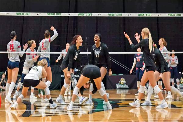 Volley ball team celebrating